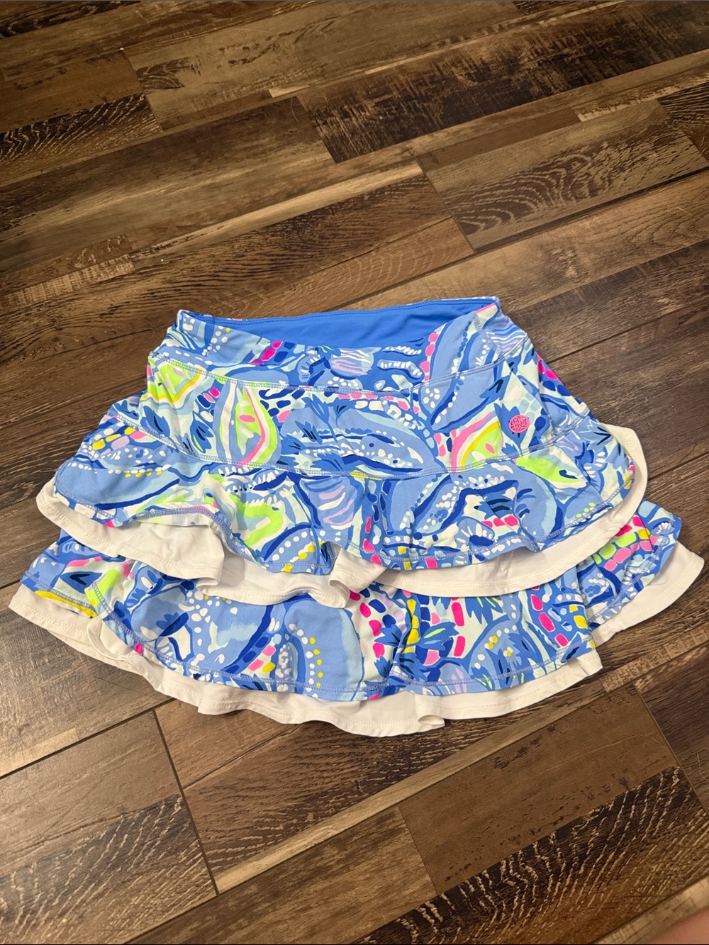 Lilly Pulitzer Blue Floral Tiered Ruffle Skort